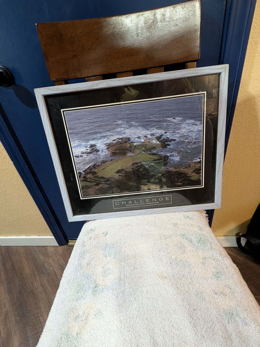 Vintage Challenge Golf Motivational Framed Print Coastal Course 21 x 17